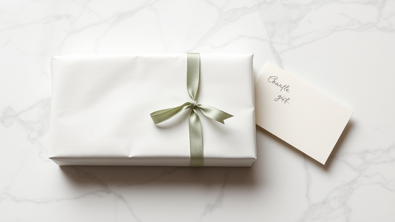 A beautifully wrapped package with a Refly ribbon